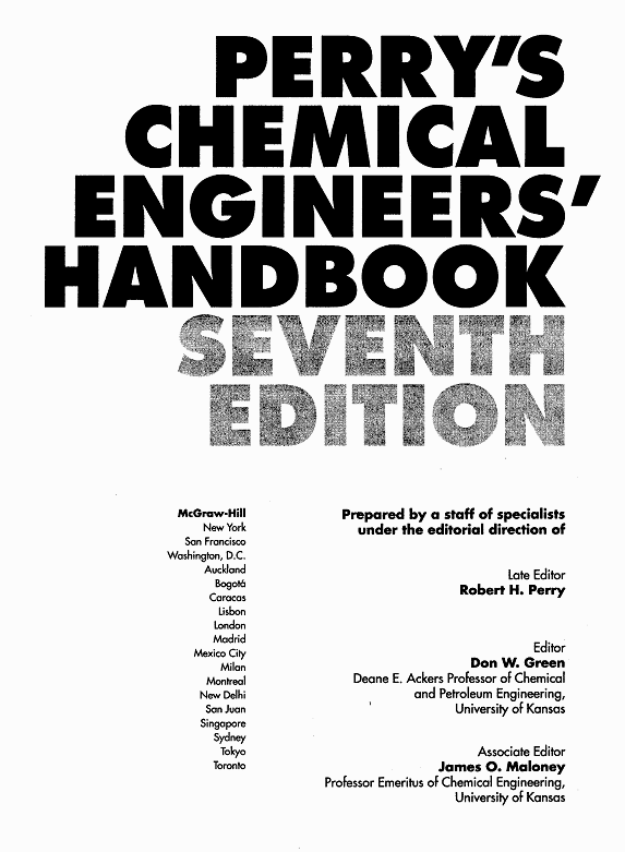 The title page of Perry's Chemical Engineers' Handbook.